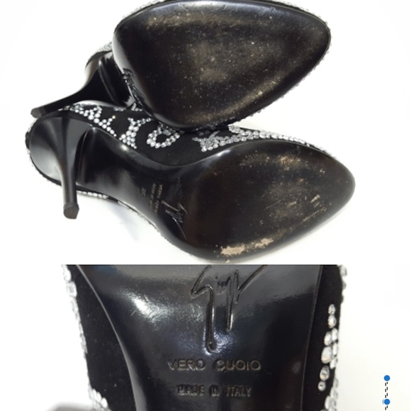 Giuseppe Zanotti Black Crystal Embellished Suede Pumps - Picture 5 of 7